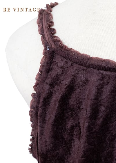 巧克力色精緻花影絨布小背心9