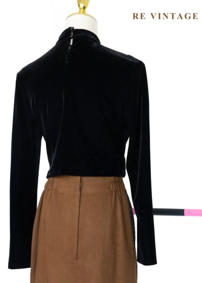 文藝少女 - 雲紋鏤空立領絨布上衣7