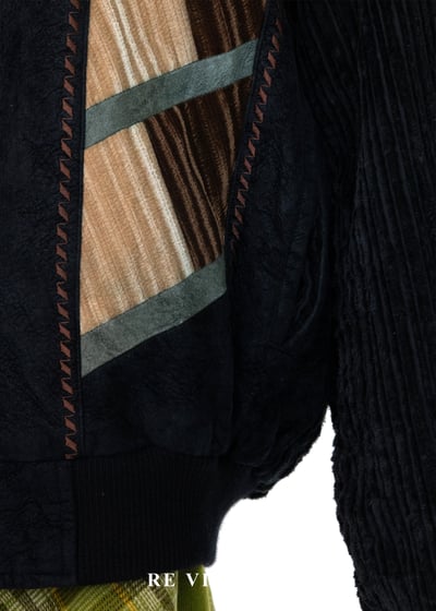 藍黑色森林年輪燈芯絨夾克外套4