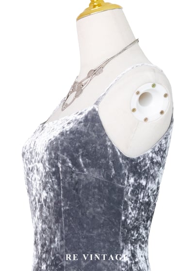 銀色月光系高級絨布細肩帶長洋裝10