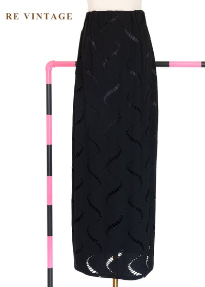 波浪透視極簡黑長裙(23-26")8