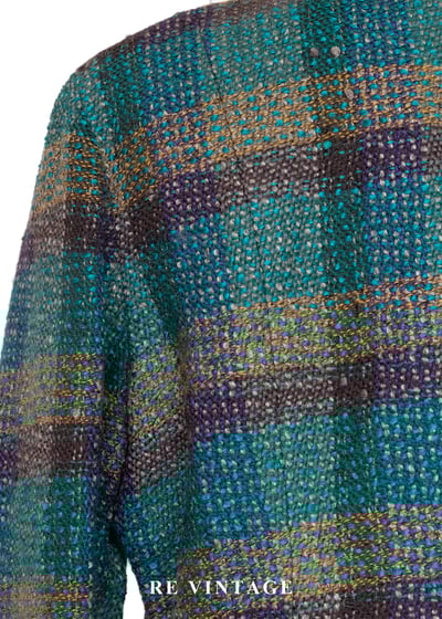 孔雀綠粗花毛呢格紋西裝外套12