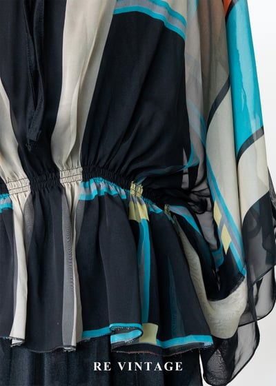 午夜霓虹撞色拼接雪紡上衣11