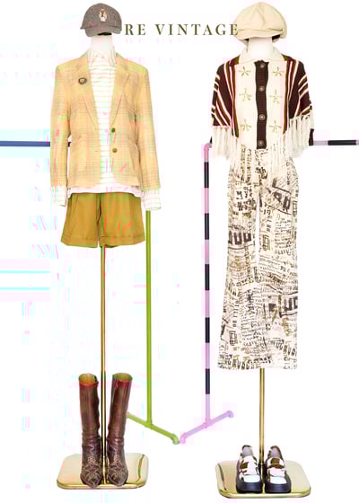 奶黃色格紋薄款西裝外套2