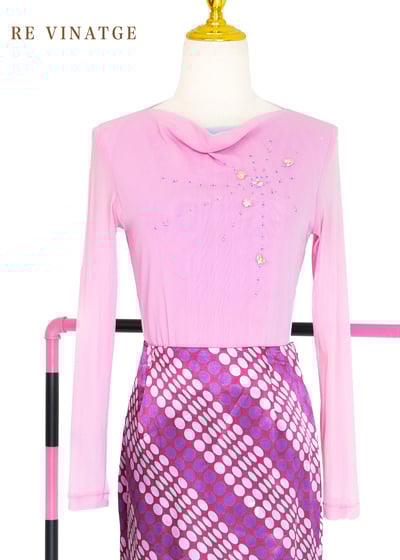 甜甜粉色珠珠小花薄款長袖上衣1