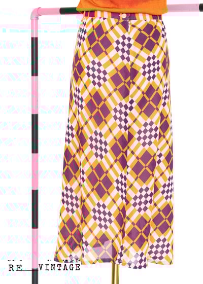 Infinity菱格橘紫色中長裙4