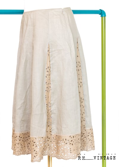 卡其色花花拼接蕾絲中長裙5