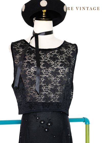 蕾絲與絨布拼接之美美小背心1