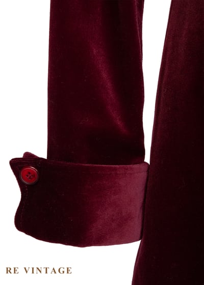 紅酒電影院 - 深紅收腰絨布洋裝8