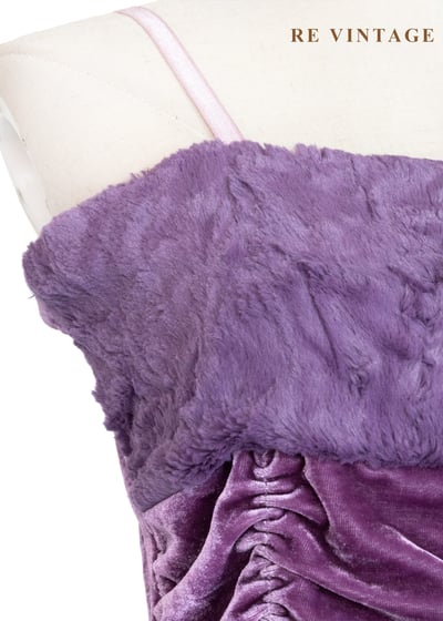 紫夜霓虹毛絨拉皺細肩帶背心6