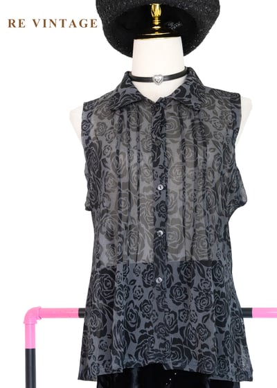 黑灰系玫瑰少女透膚背心1