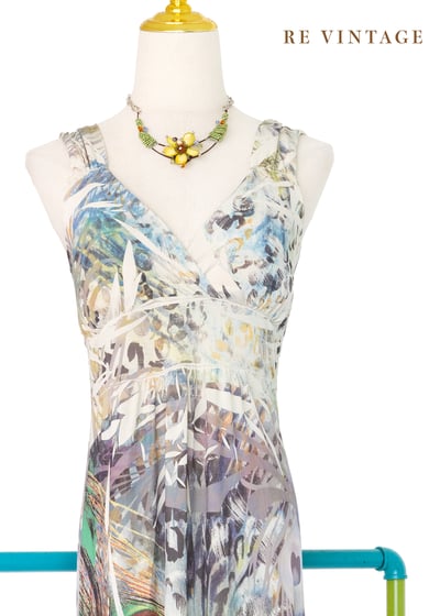 PEACOCK REVERIE羽毛時空圖騰交疊長洋裝3