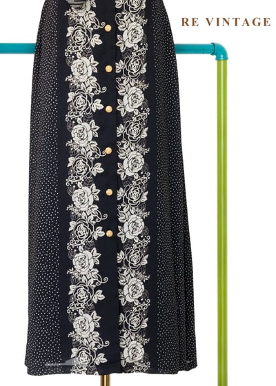 繁花盛引波點拼接黑白系長洋裝15