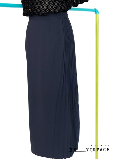 千層百褶氣質深藍色中長裙4