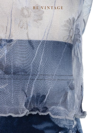 煙藍色浮花透膚網紗上衣5