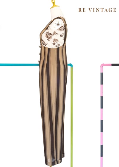 雙棕色線條連身褲8