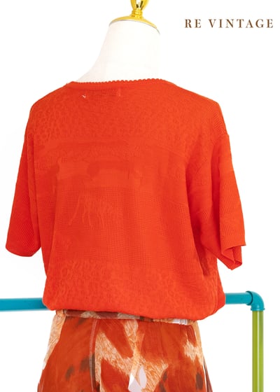 隱形動物園橘紅色針織短袖上衣4