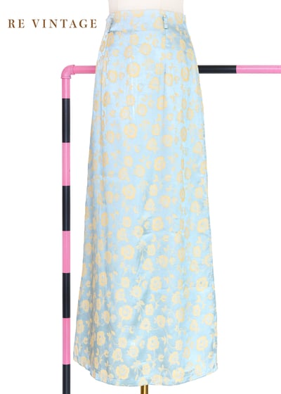 花草氣泡水緞面長裙（24"）1