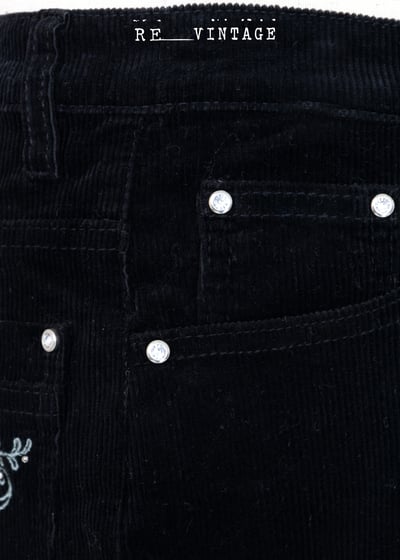 美少女愛心燈芯絨黑色長褲8