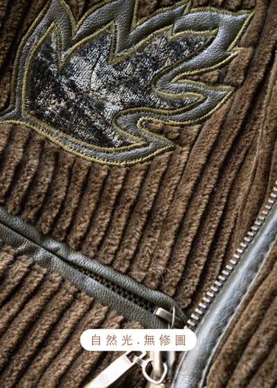 深橄欖綠粗條燈芯絨落葉背心10