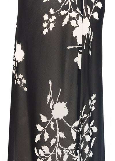 黑白色大花朵雪紡長裙10