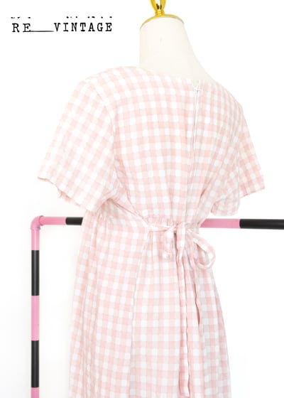 粉紅小熊格紋長洋裝6
