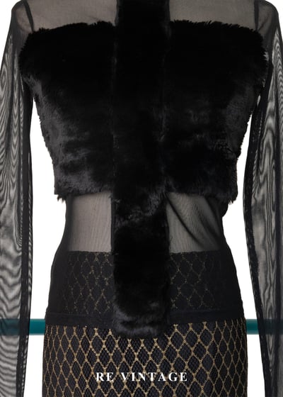 前衛的毛絨霸道線條網紗上衣6