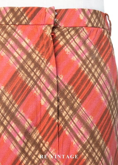 珊瑚紅菱格紋可愛長裙（28"）11