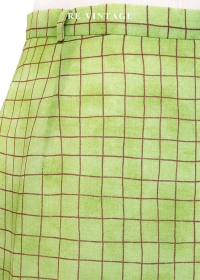 青寧色水彩暈染草地格紋長裙（25"）5