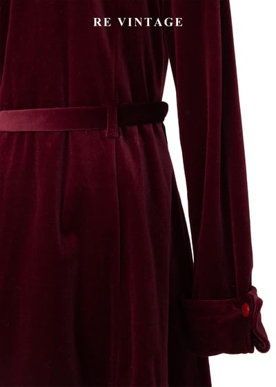 紅酒電影院 - 深紅收腰絨布洋裝13