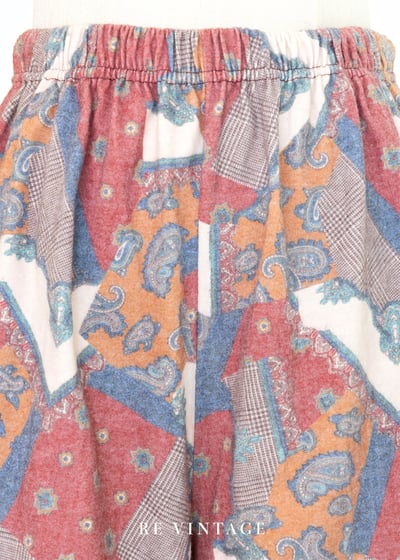 『歐洲寶物』霧感薄款毛料拼接印花短褲（22-28")3