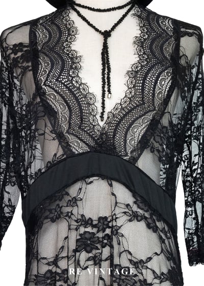 酷辣黑蕾絲透膚長版洋裝/罩衫3