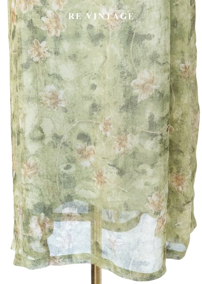 翠谷幽蘭渲染綠碎花長洋裝8