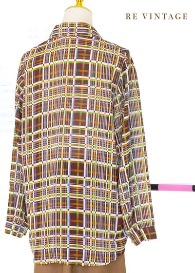 70年代多色格紋長袖襯衫7