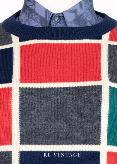 跳格子遊戲針織套頭毛衣4