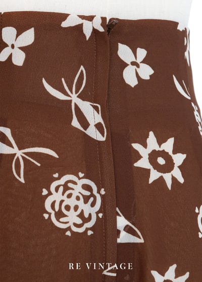 巧克力手繪小白花高腰開衩長褲（23"）12