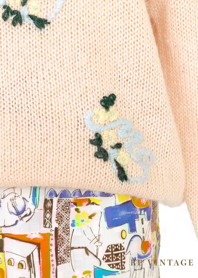 甜美の桃子色毛線花刺繡針織毛衣5