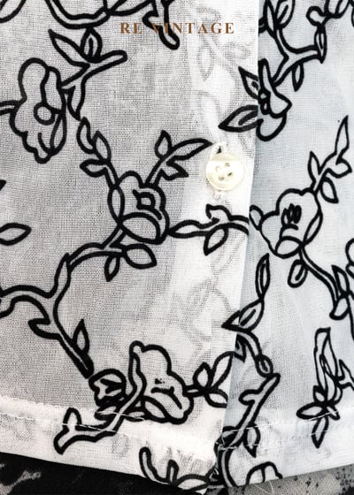 二次元黑白花卉線稿上衣7