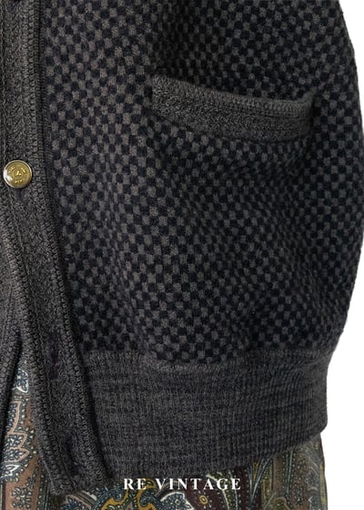 質感單品 - 黑棕色棋盤格毛料針織背心7