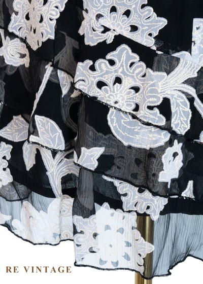 復古大花黑白氣質洋裝14