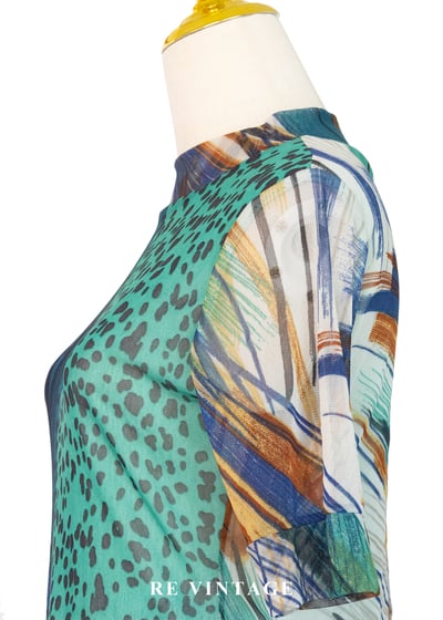 孔雀藍雜訊抽象藝術上衣7