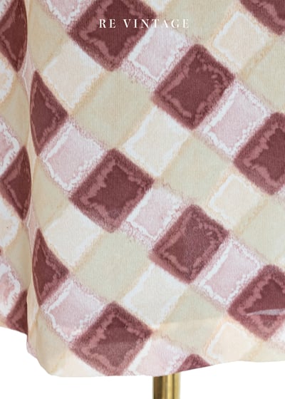 酒紅與米白的棋盤詩篇長裙（26"）10