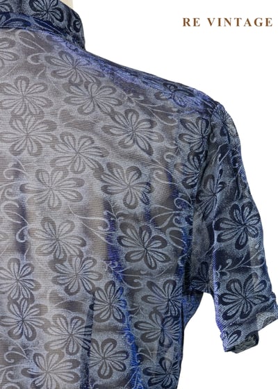 電波花語  - 極光藍燒花透膚上衣9