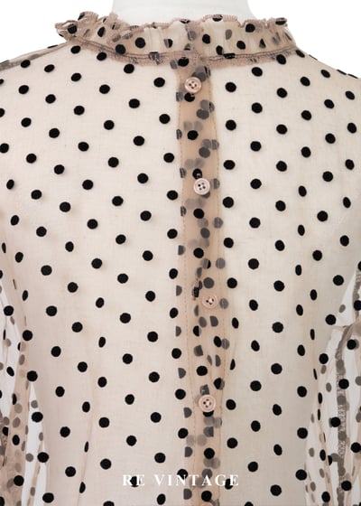 粉橘透膚波點午茶時光上衣10