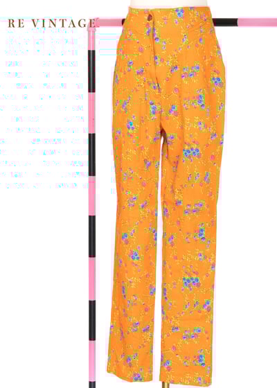 亮橘子色藍玫瑰高腰小腳褲（24"）1