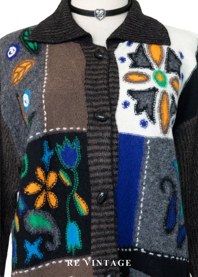 拼貼夢境撞色刺繡針織毛線外套3