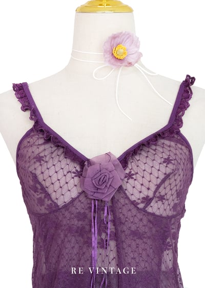 紫夜玫瑰透膚蕾絲背心4