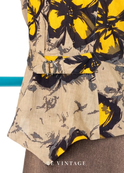 Ginger 棕色大黃花落肩上衣12