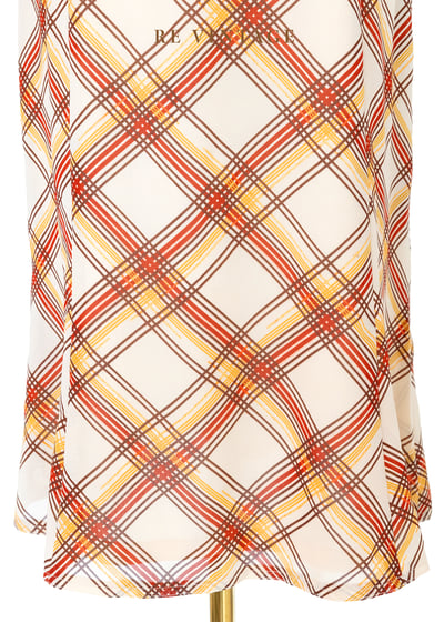 氣質單品 - 橘黃色菱格紋及膝裙（～25"）4