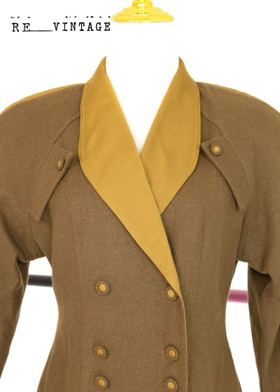 雙排扣黃綠色合身帥氣洋裝3